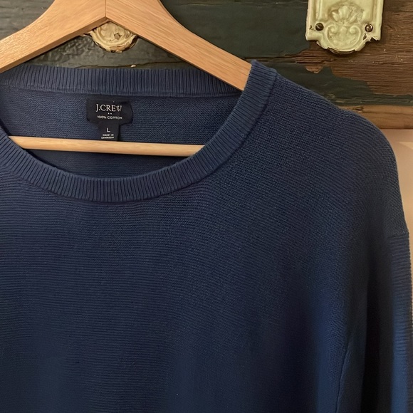 2/$30 J. Crew Blue Cotton Sweater Size Large - Picture 7 of 14